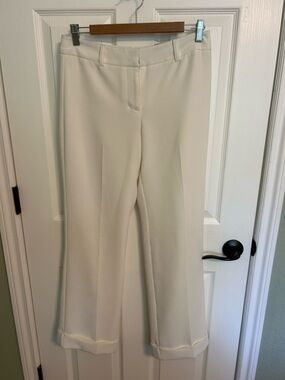 Ann Taylor Cream Wide-Leg Trouser Dress Pants